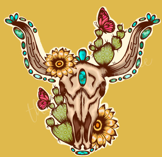 Turquoise Bull Skull Graphic